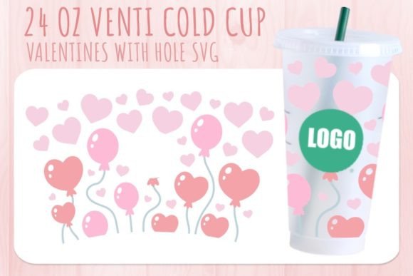 Balloons Valentine's Cup Svg 24oz: Graphics for Crafts & Small Business Branding