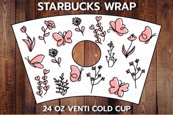 Butterfly Flowers 24oz Cup SVG: Graphics for Crafts & Content