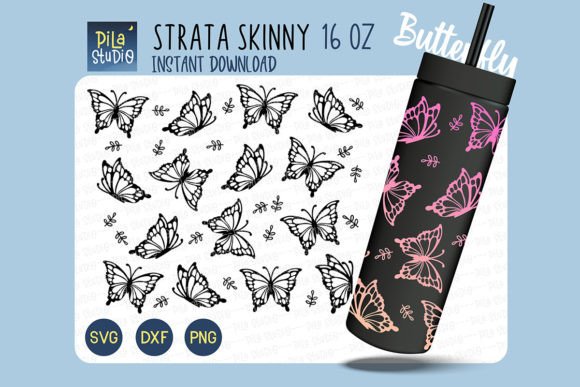 Butterfly Strata Skinny Cup SVG Cricut Graphics