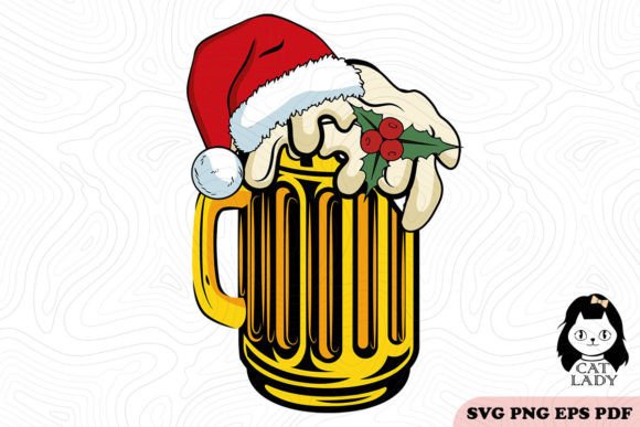 Christmas Beer Cup SVG PNG for Graphics and Crafts