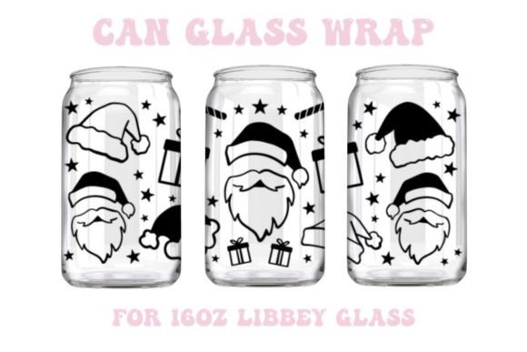 Christmas Can Glass SVG, Santa Cup SVG