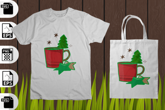 Christmas Coffee Cup SVG T-Shirt Design Graphics