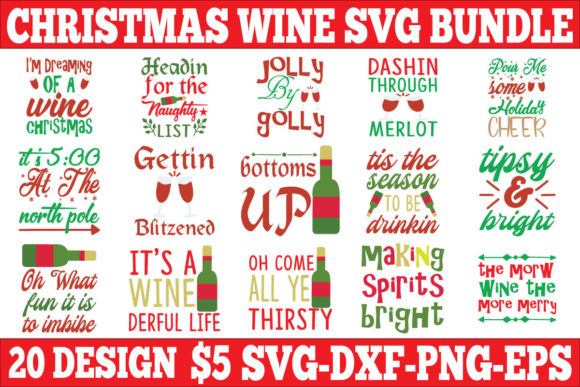 Christmas Wine SVG Bundle