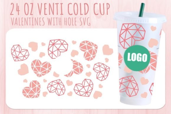 Diamond Heart Valentine's Cup SVG Graphics