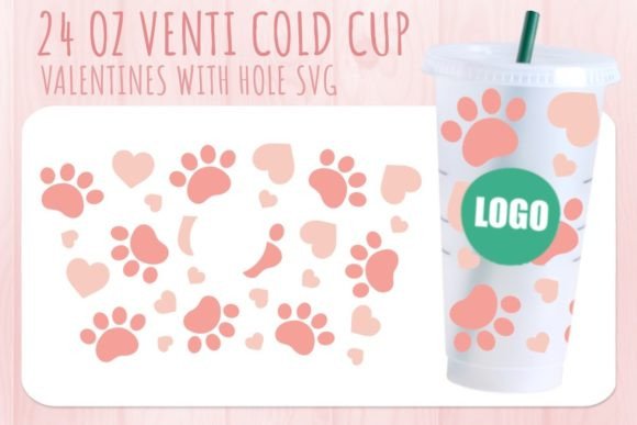 Dog Paws Valentine's Cup Svg 24oz