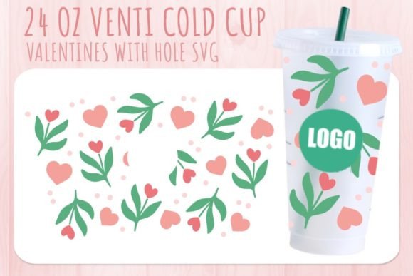 Floral Valentine’s Cup Svg 24oz: Graphics for Crafts and Marketing
