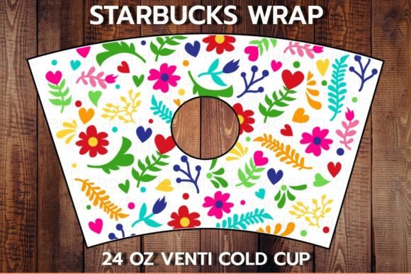 Folk Art Floral 24oz Cup SVG: Graphics for Handmade Crafts