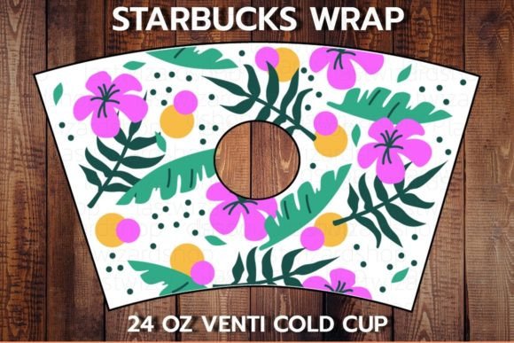 Hawaiian Flowers 24oz Cup SVG: Graphics for Crafts & Local Branding