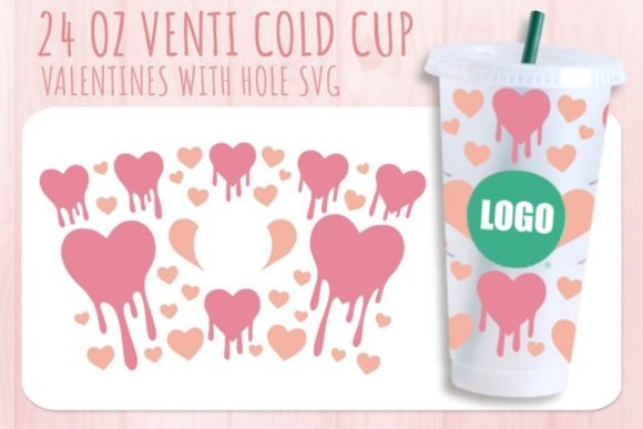 Heart Drip Valentine's Cup Svg 24oz: Graphics for Crafts