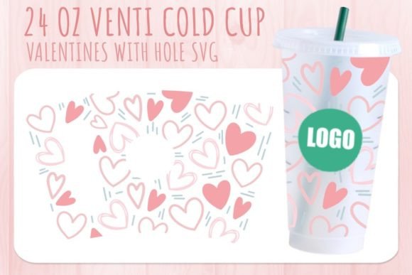 Heart Valentine's Cup SVG 24oz: Graphics & Crafts