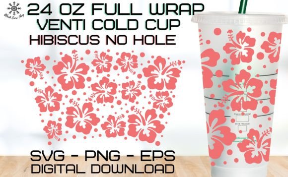Hibiscus Wrap Venti Cold Cup SVG: Graphics for Crafts & Branding