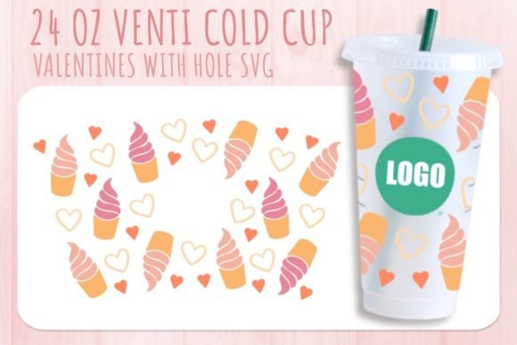 Ice Cream Valentine's Cup Svg 24oz: Graphics and Crafts