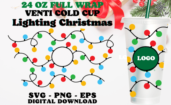 Lighting Christmas Wrap Cold Cup SVG: Graphics for Crafts