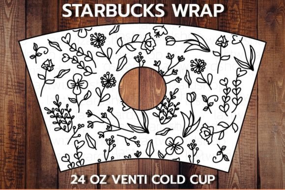 Line Flowers 24oz Cold Cup SVG: Graphics for Crafts-Driven Branding
