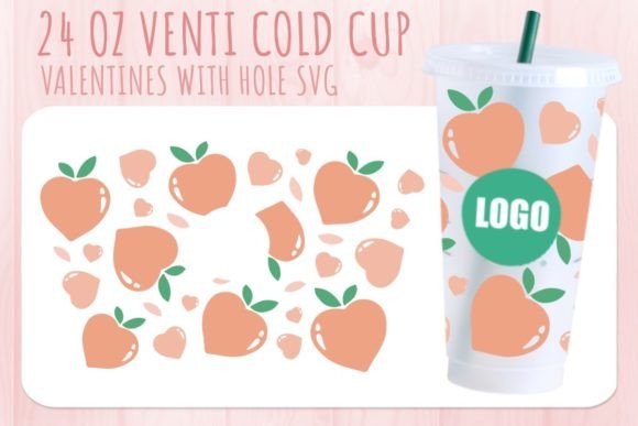 Peach Valentine's Cup SVG 24oz: Graphics for Crafts