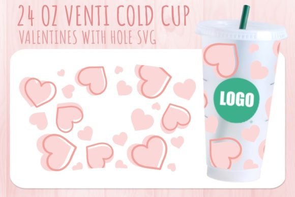 Pink Heart Valentine's Cup Svg 24oz