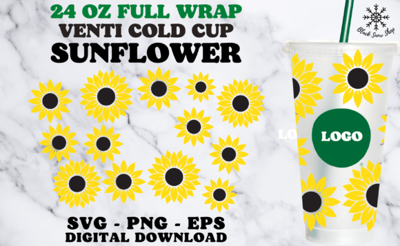 Sunflower Wrap Venti Cold Cup SVG: Graphics for Crafts
