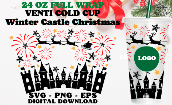 Winter Castle Christmas Wrap Cup SVG: Graphics for Crafts