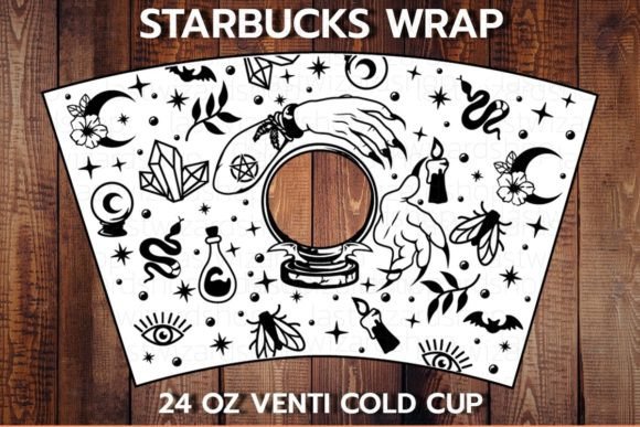 Witch Crystal Ball 24oz Cup SVG: Graphics for Local Print Templates