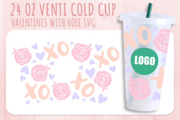 Xoxo Rose Valentine Cup Svg 24oz: Graphics for Crafts & Small Business Branding